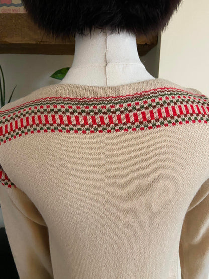 Vintage Italian Beige Folk Jumper