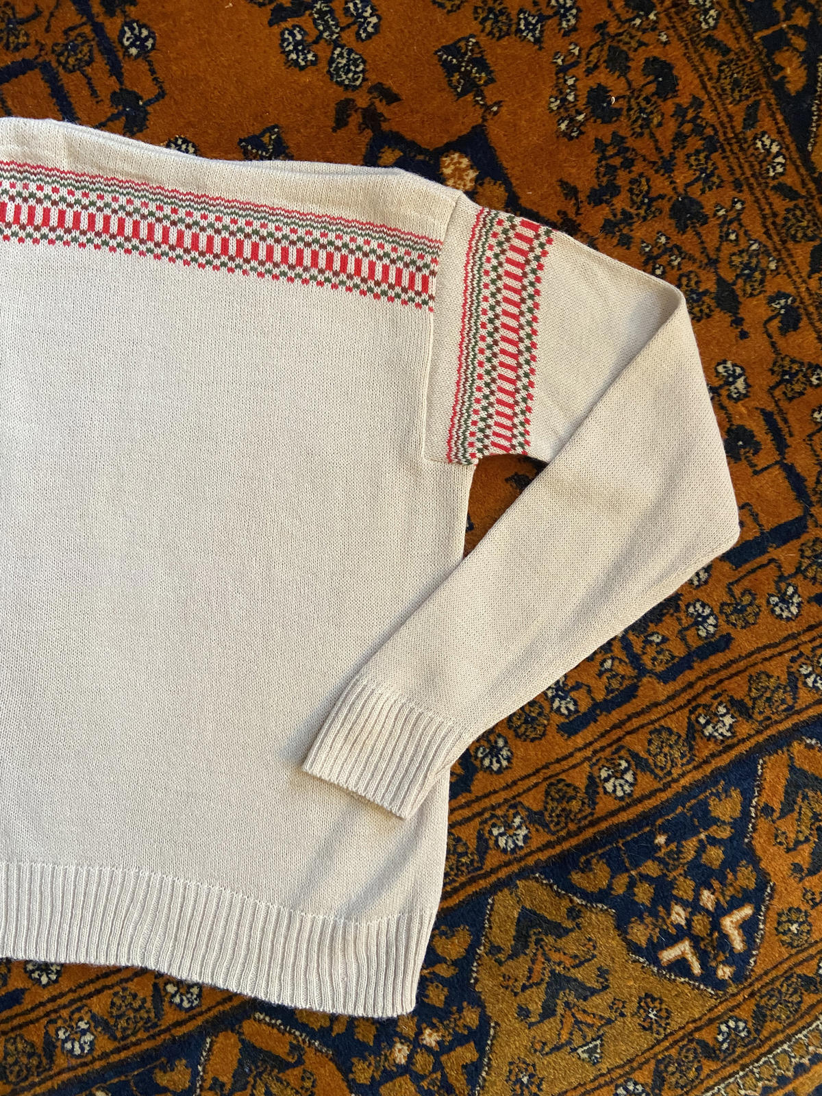 Vintage Italian Beige Folk Jumper