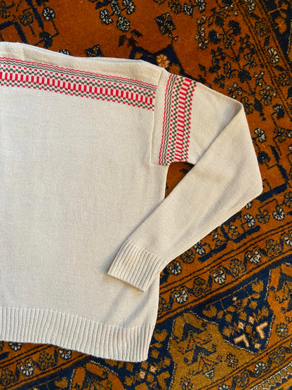 Vintage Italian Beige Folk Jumper