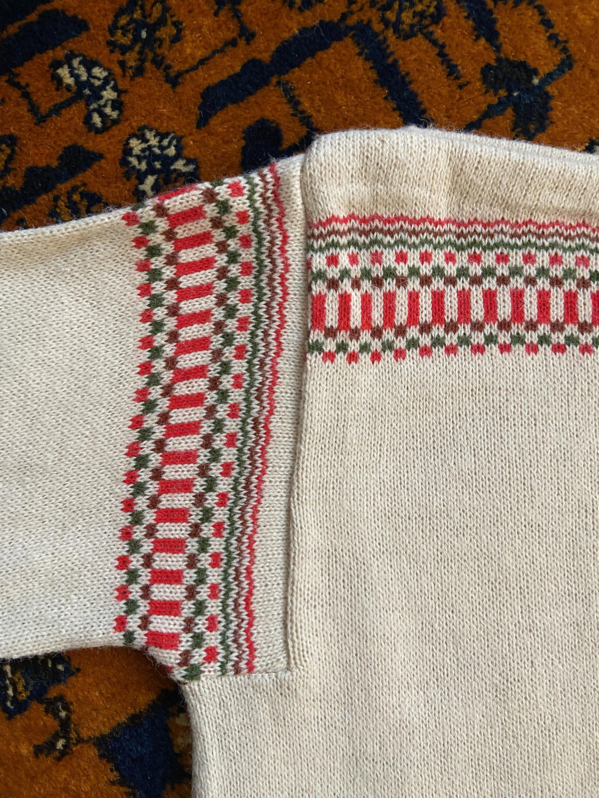 Vintage Italian Beige Folk Jumper