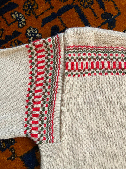 Vintage Italian Beige Folk Jumper