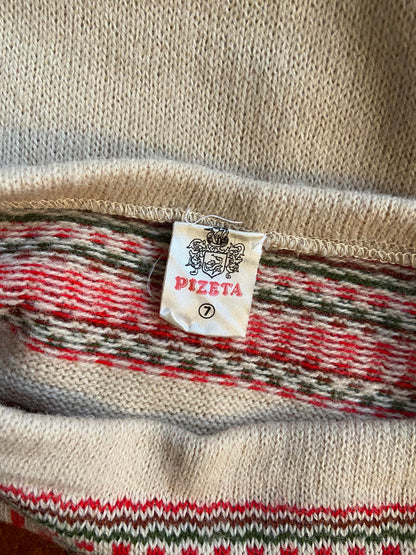 Vintage Italian Beige Folk Jumper