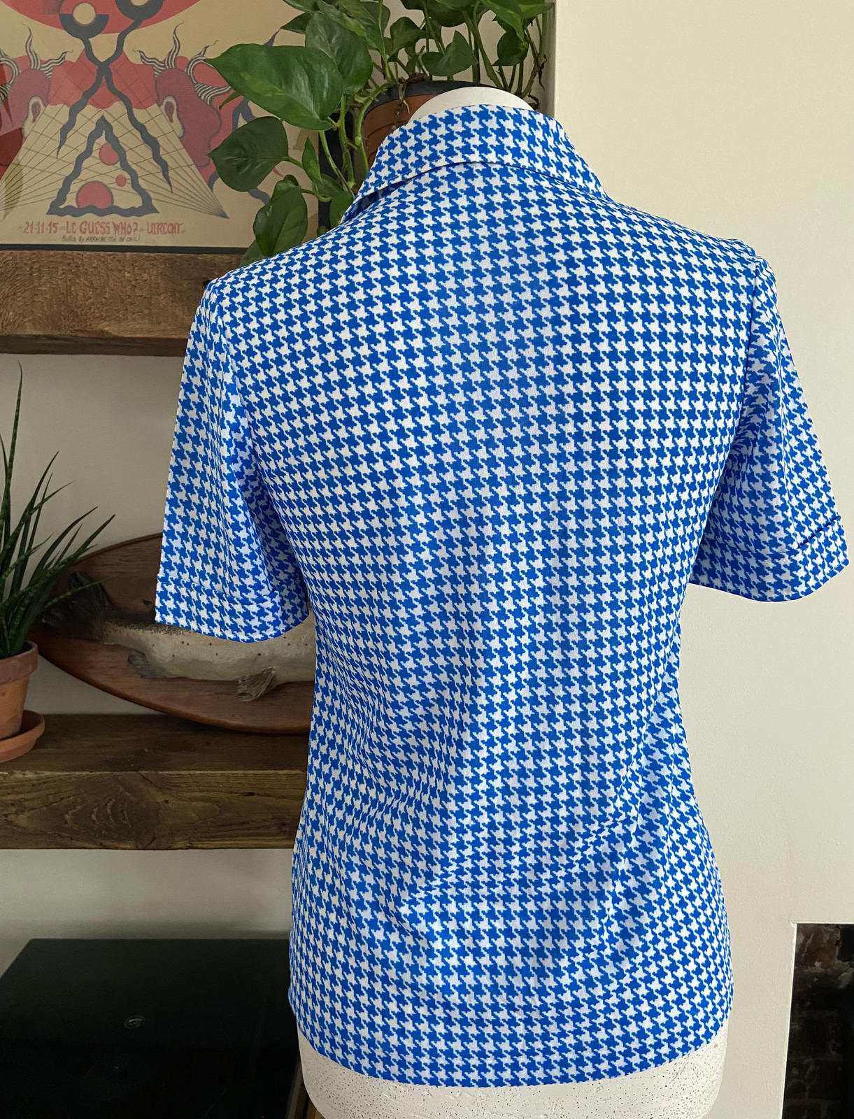 Vintage 1970s Short Sleeved Houndstooth Shirt