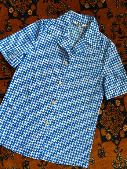 Vintage 1970s Short Sleeved Houndstooth Shirt