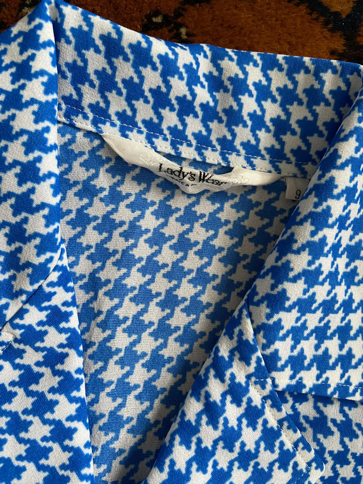 Vintage 1970s Short Sleeved Houndstooth Shirt