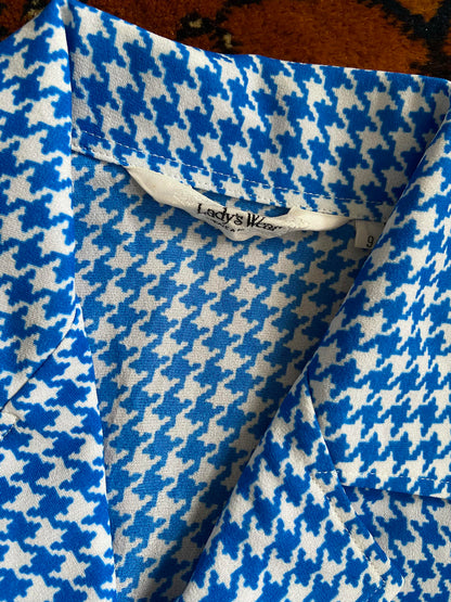 Vintage 1970s Short Sleeved Houndstooth Shirt