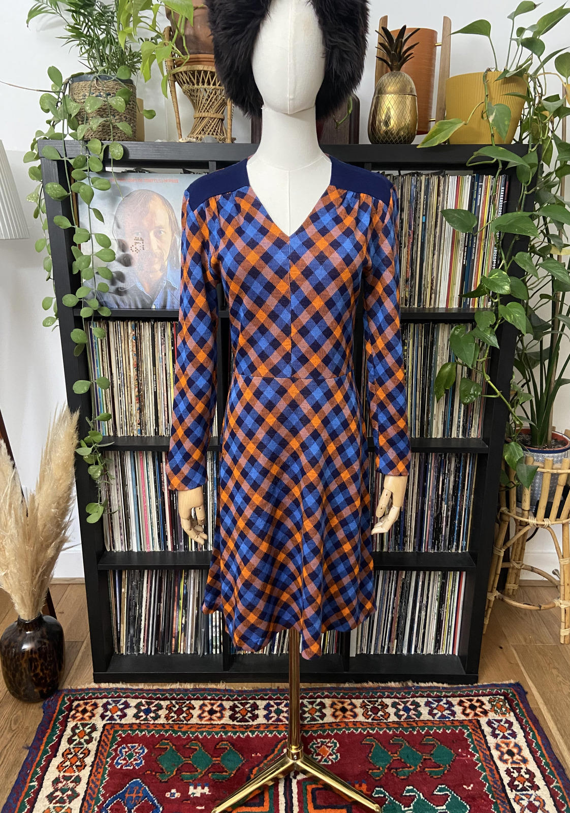 Vintage 1970s French Check Dress