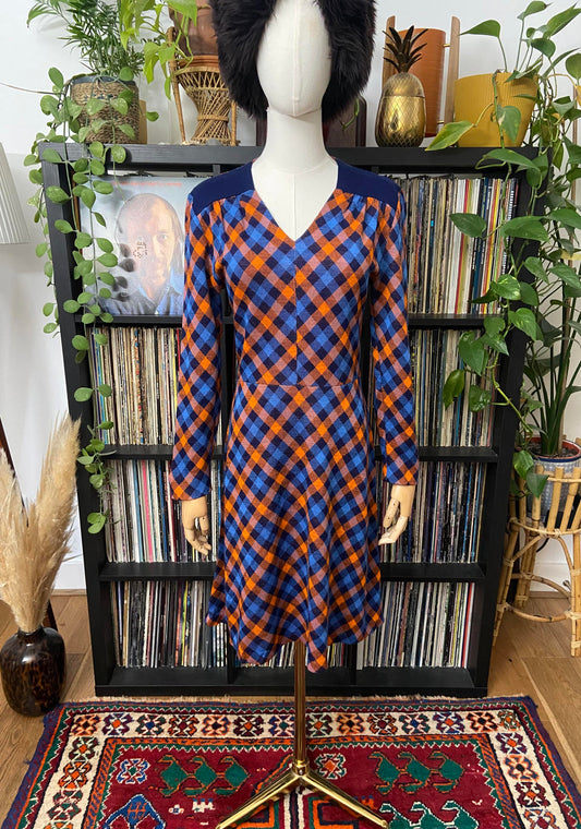 Vintage 1970s French Check Dress