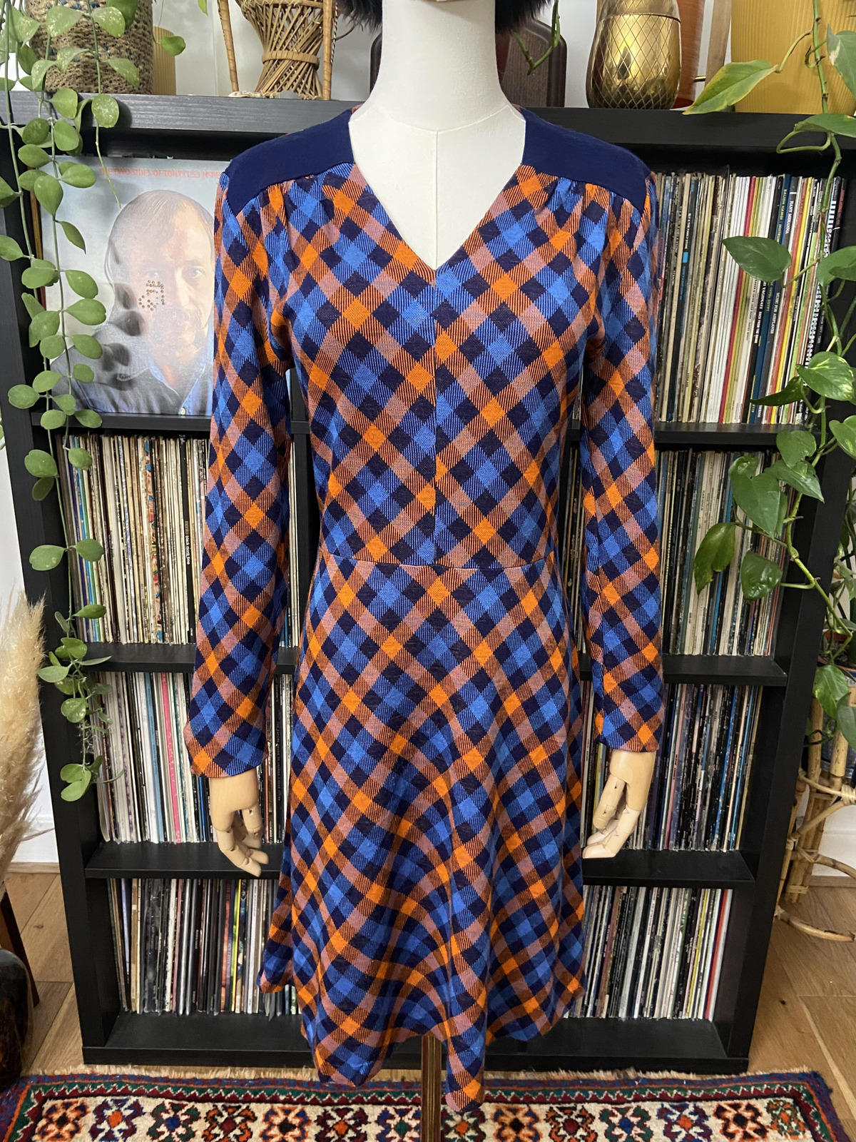 Vintage 1970s French Check Dress
