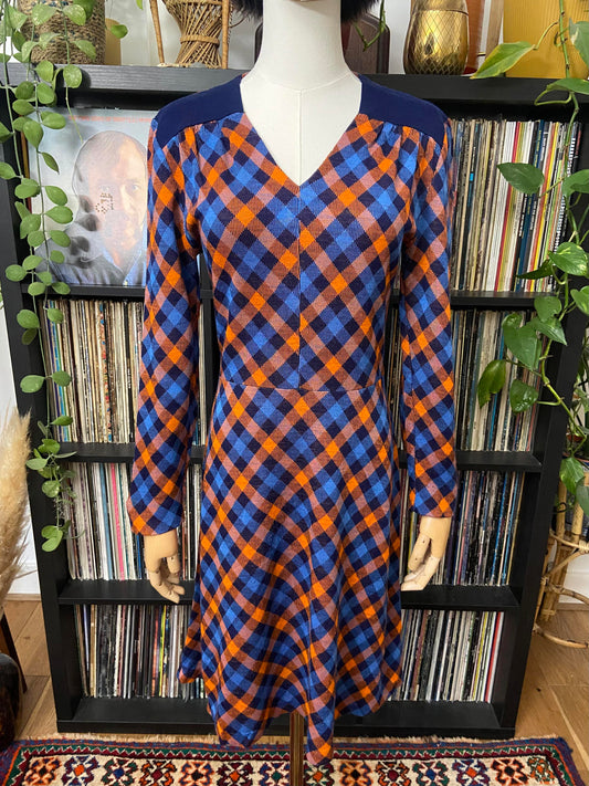 Vintage 1970s French Check Dress