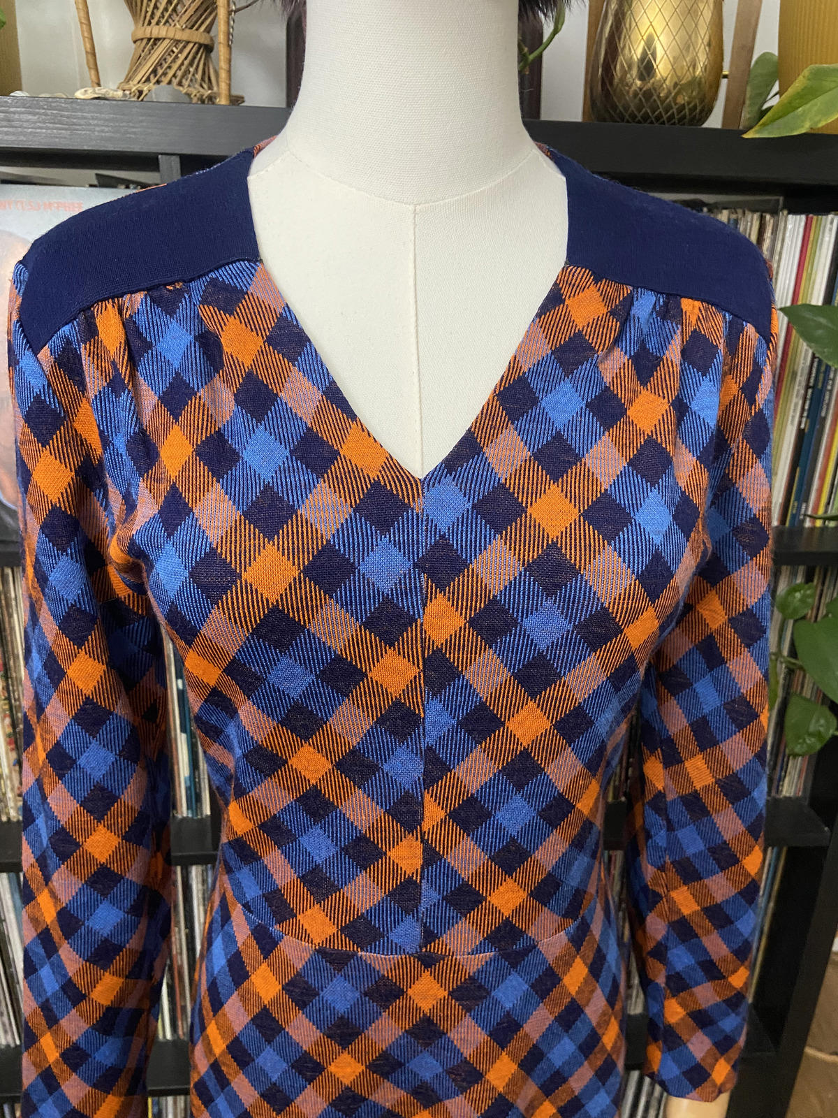 Vintage 1970s French Check Dress