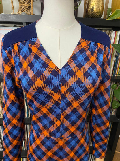 Vintage 1970s French Check Dress