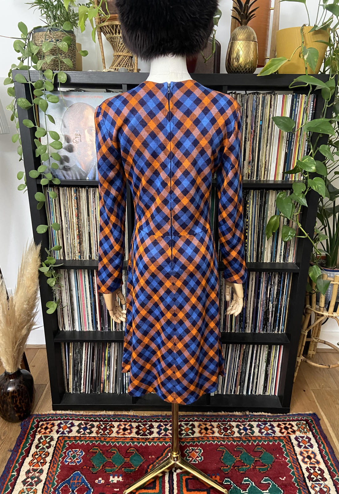 Vintage 1970s French Check Dress