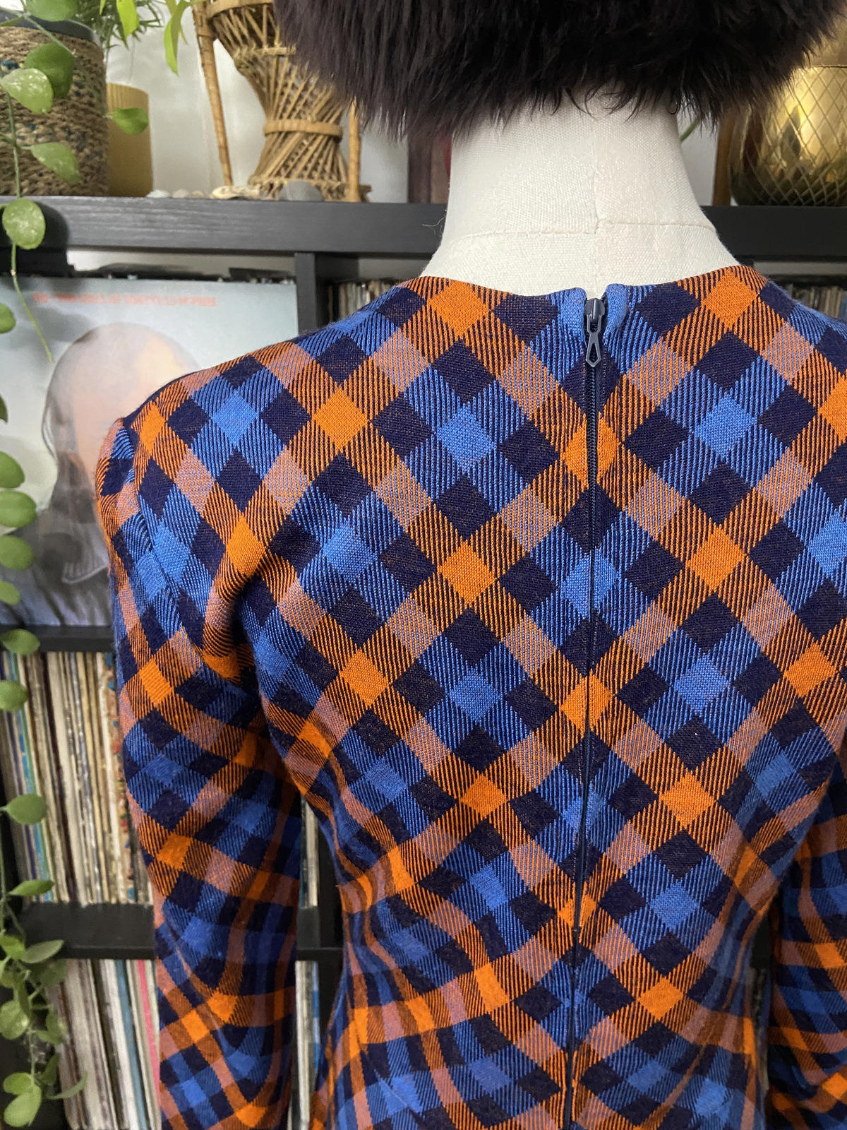 Vintage 1970s French Check Dress