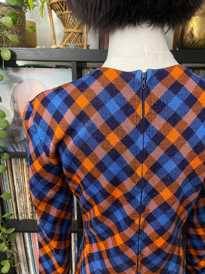 Vintage 1970s French Check Dress