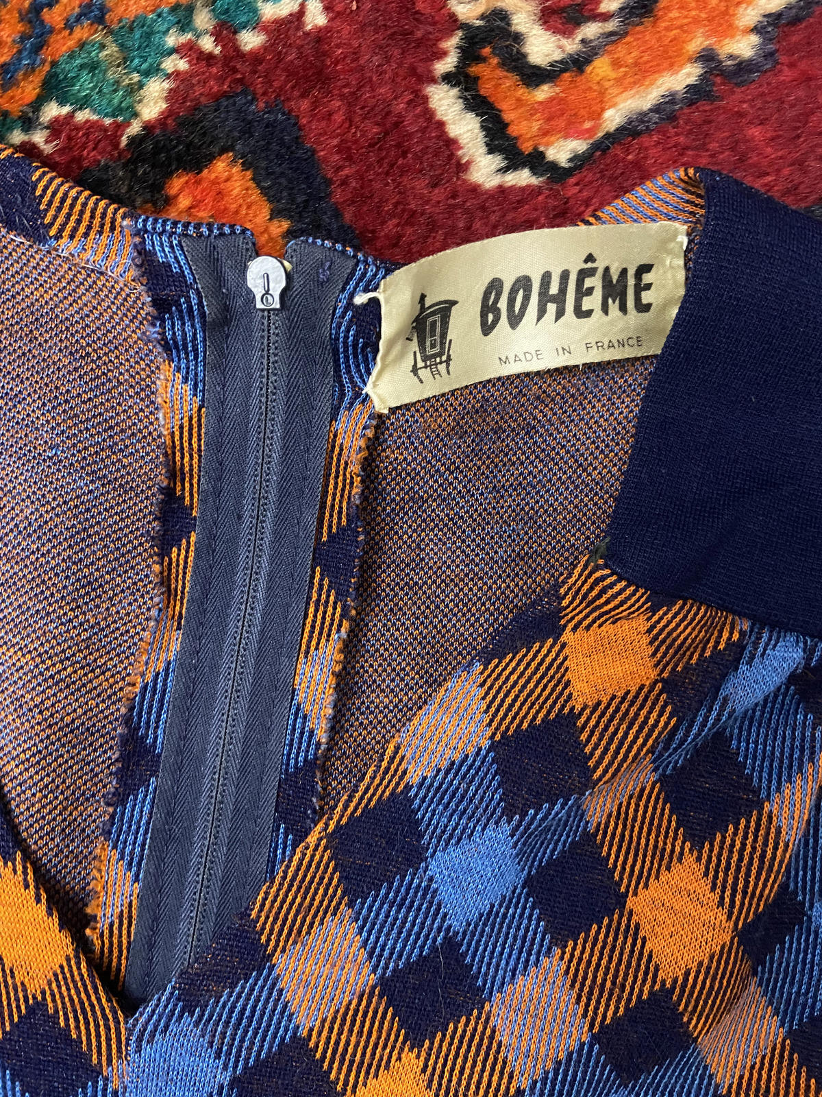Vintage 1970s French Check Dress