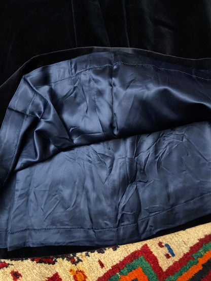 Vintage 1970s Navy Blue Velvet Skirt