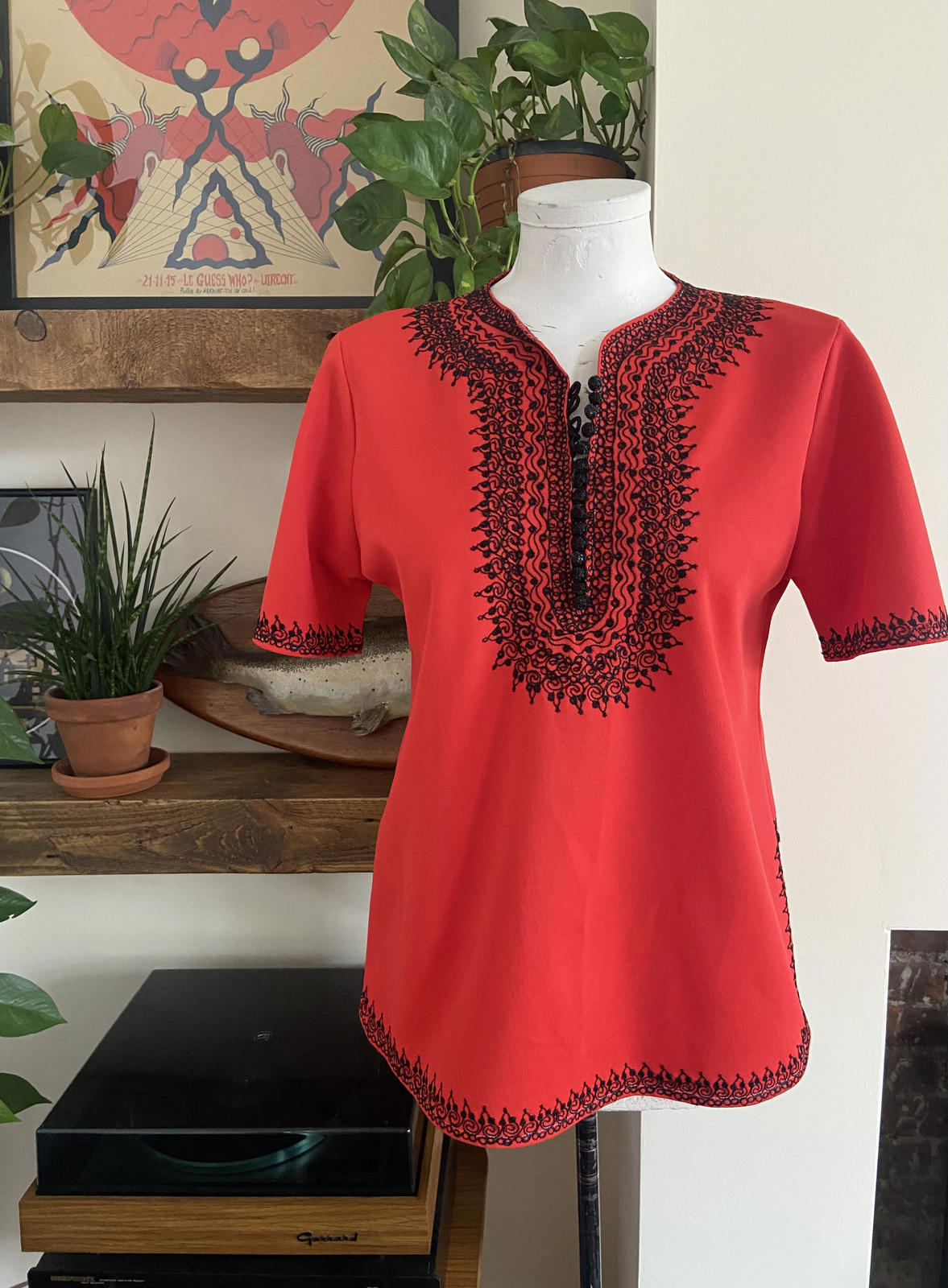 Vintage 1970s Red Moroccan Tunic