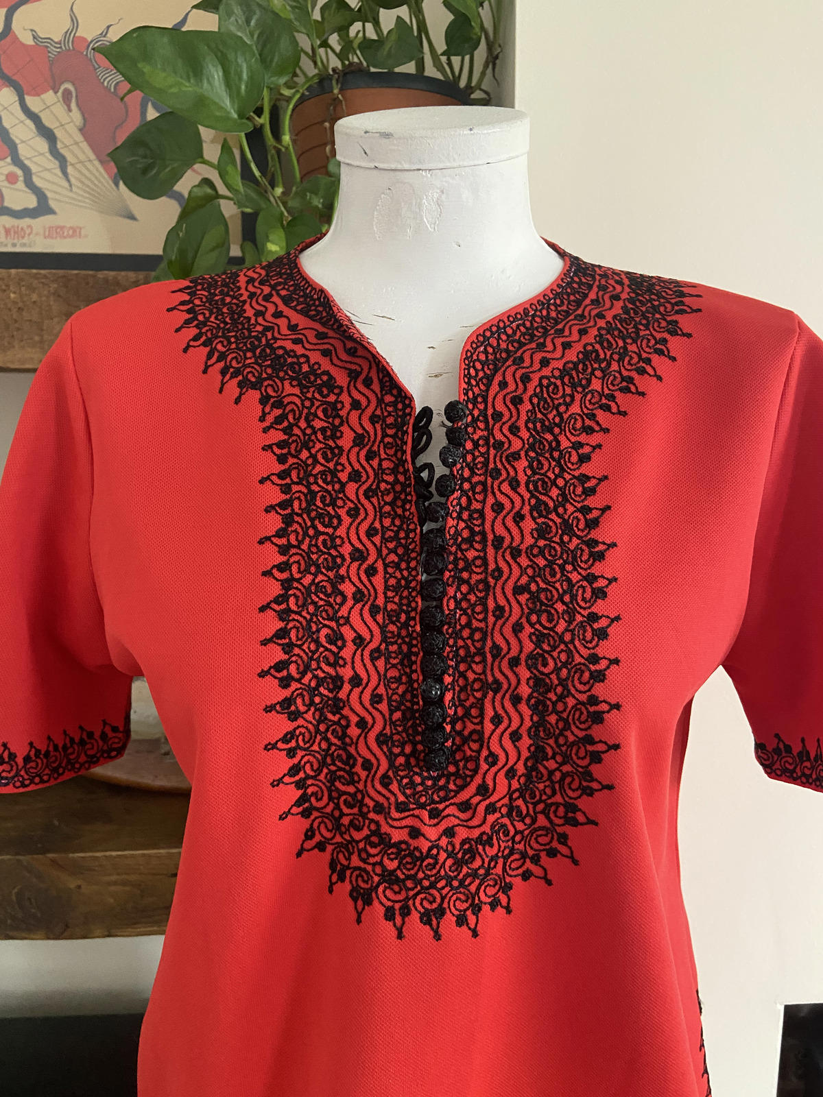 Vintage 1970s Red Moroccan Tunic