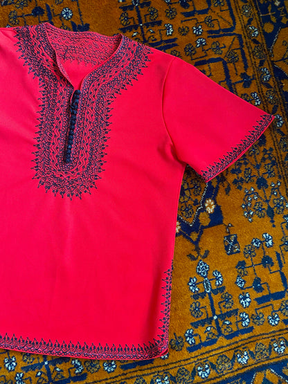 Vintage 1970s Red Moroccan Tunic