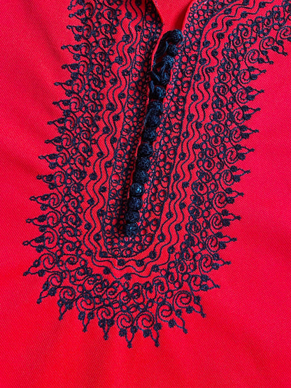 Vintage 1970s Red Moroccan Tunic