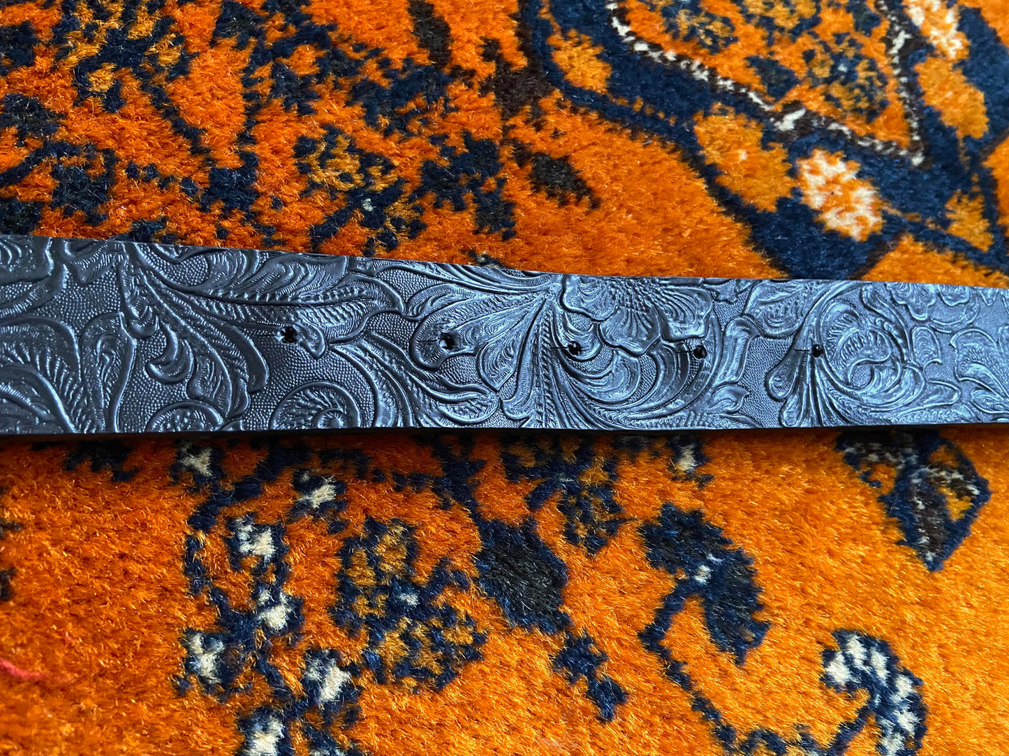 Vintage Black Floral Embossed Western Belt