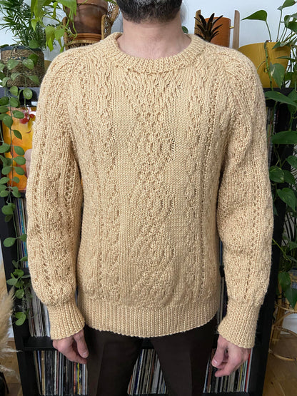 Vintage 1970s Chunky Beige Cable Knit Jumper