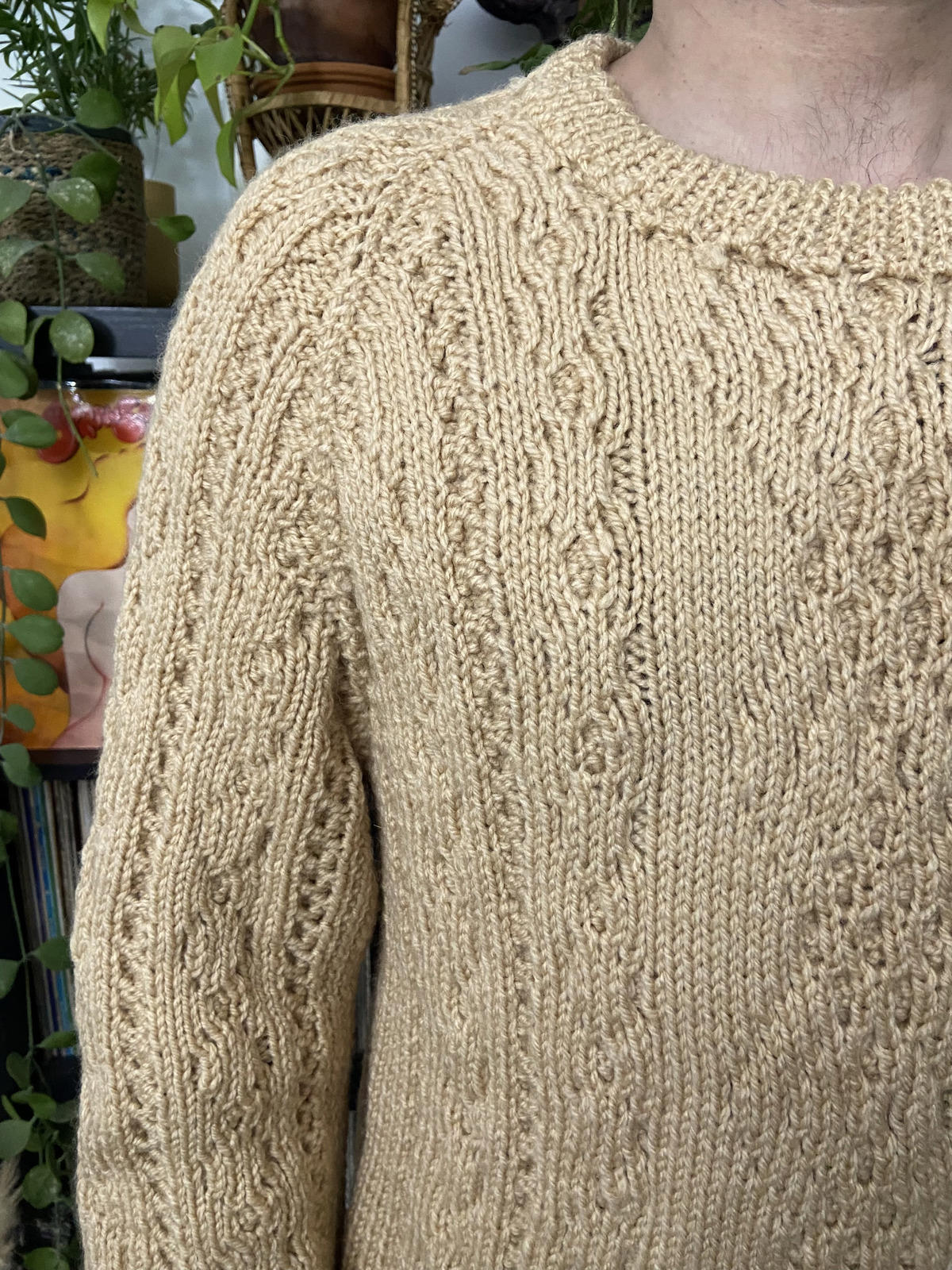 Vintage 1970s Chunky Beige Cable Knit Jumper