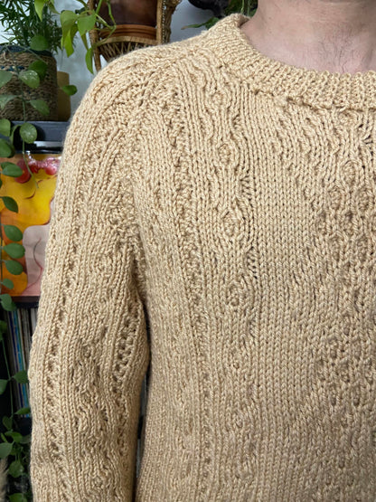 Vintage 1970s Chunky Beige Cable Knit Jumper