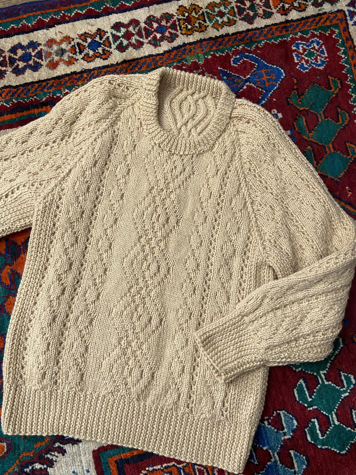 Vintage 1970s Chunky Beige Cable Knit Jumper
