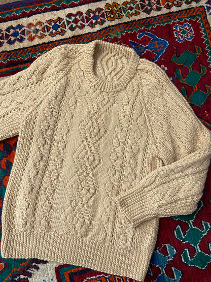 Vintage 1970s Chunky Beige Cable Knit Jumper