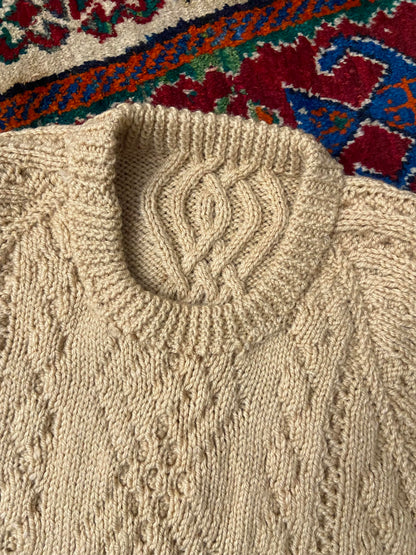 Vintage 1970s Chunky Beige Cable Knit Jumper