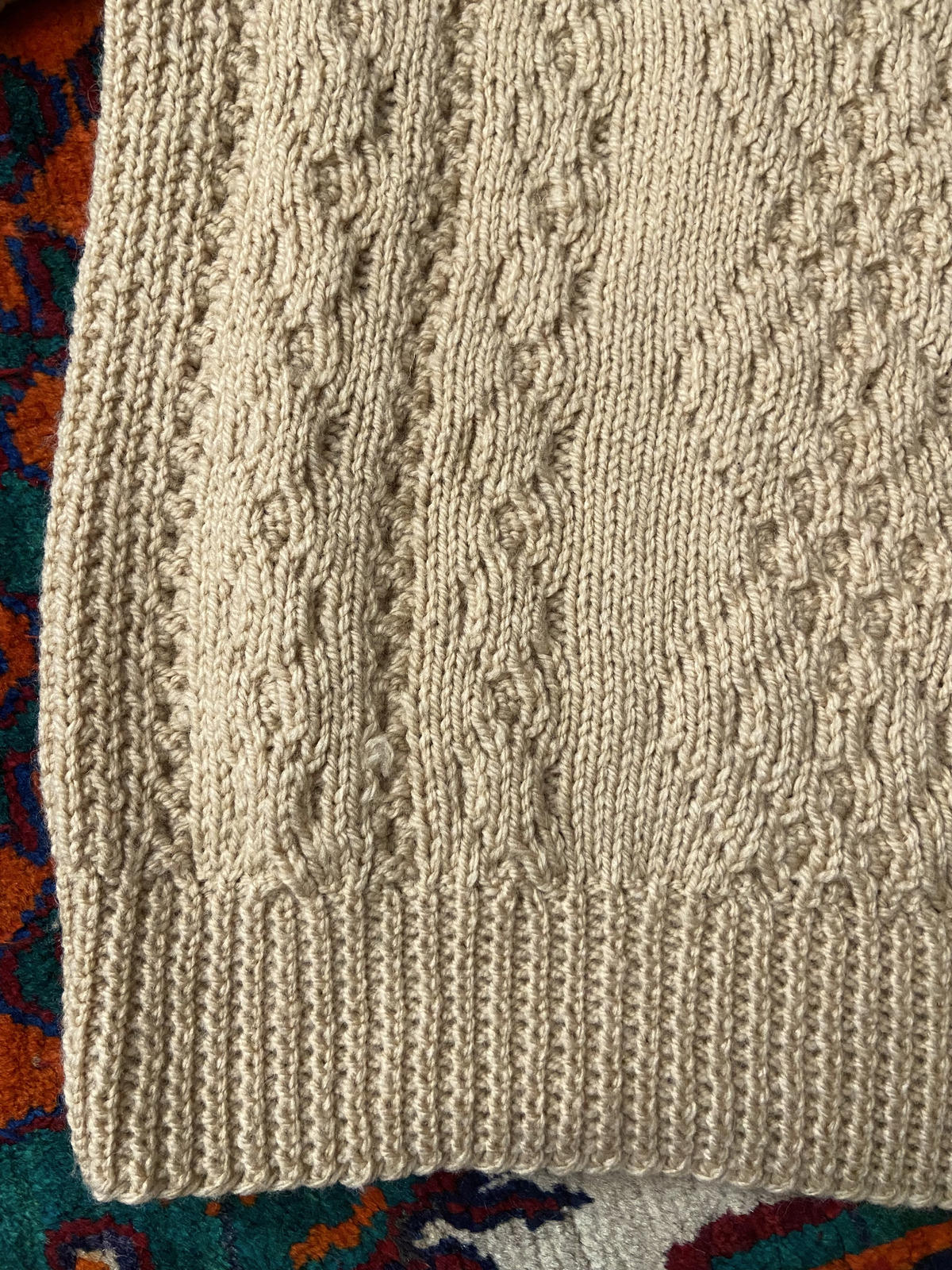 Vintage 1970s Chunky Beige Cable Knit Jumper