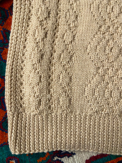 Vintage 1970s Chunky Beige Cable Knit Jumper