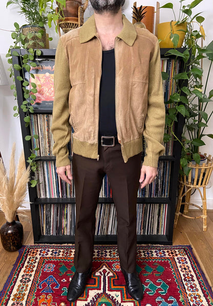 Vintage 1970s Suede-Fronted Cardigan Jacket