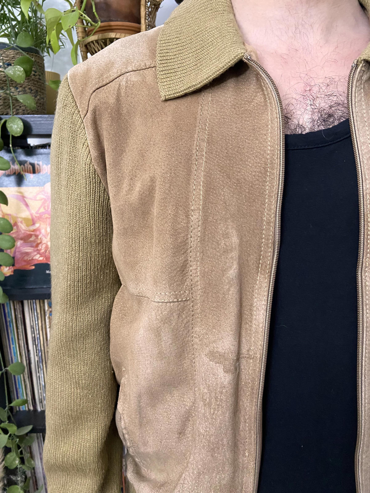 Vintage 1970s Suede-Fronted Cardigan Jacket
