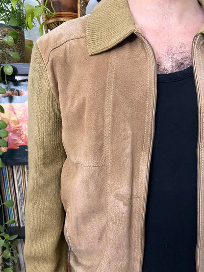 Vintage 1970s Suede-Fronted Cardigan Jacket