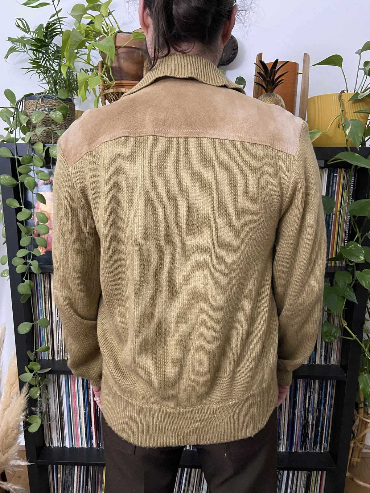 Vintage 1970s Suede-Fronted Cardigan Jacket