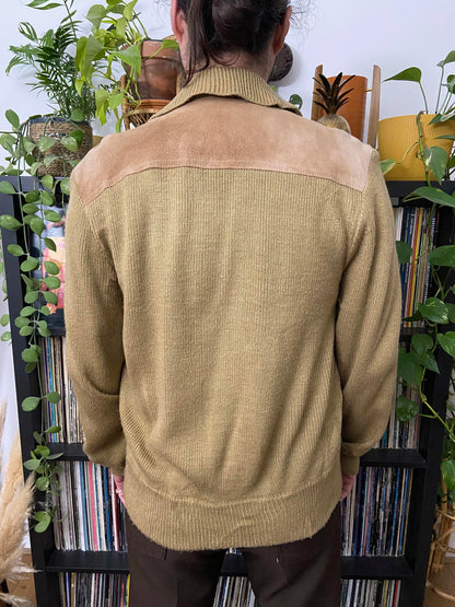 Vintage 1970s Suede-Fronted Cardigan Jacket