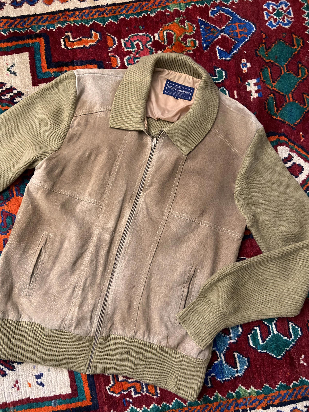 Vintage 1970s Suede-Fronted Cardigan Jacket