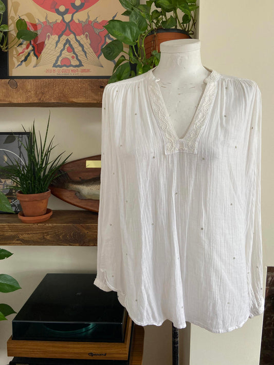 M.A.B.E White Silver Cotton Top