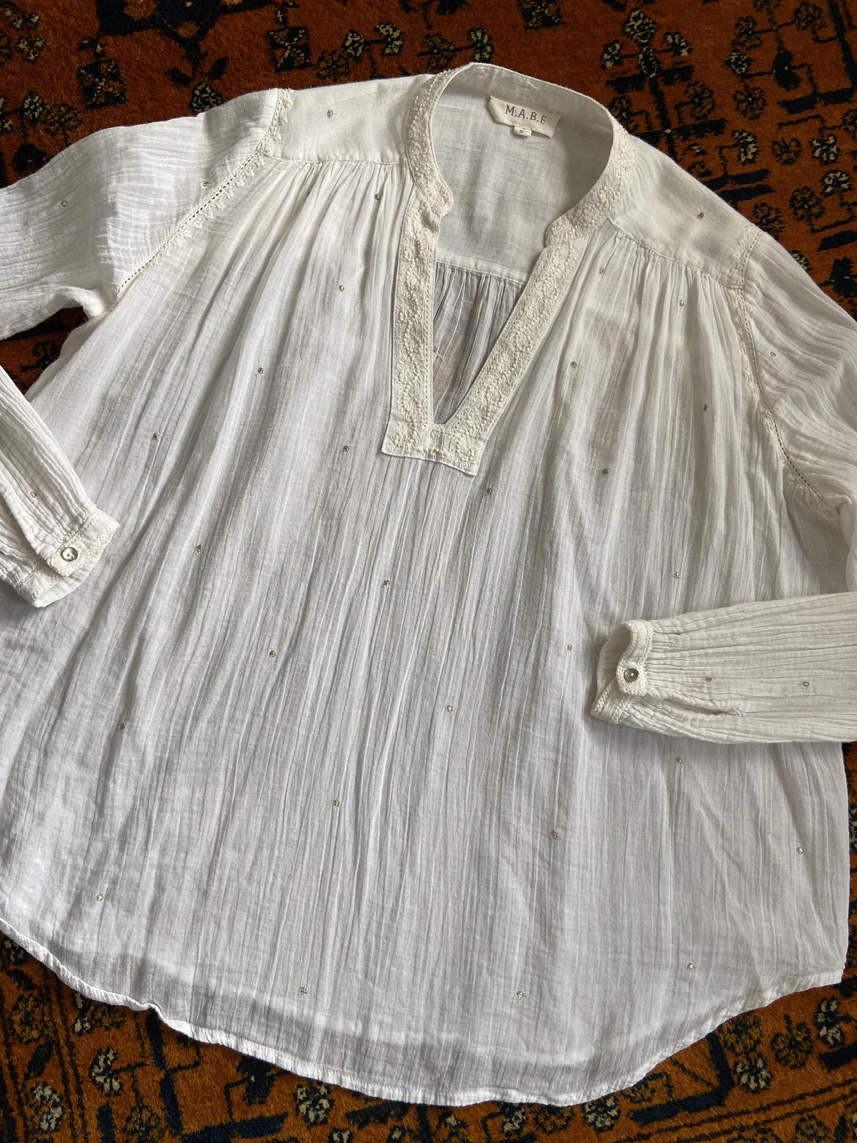 M.A.B.E White Silver Cotton Top