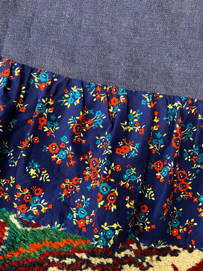 Vintage 1970s Denim Floral Prairie Maxi Skirt