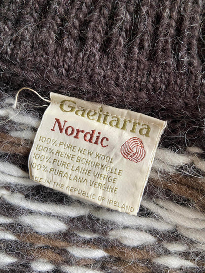 Vintage 1980s Cream Brown Nordic Cardigan