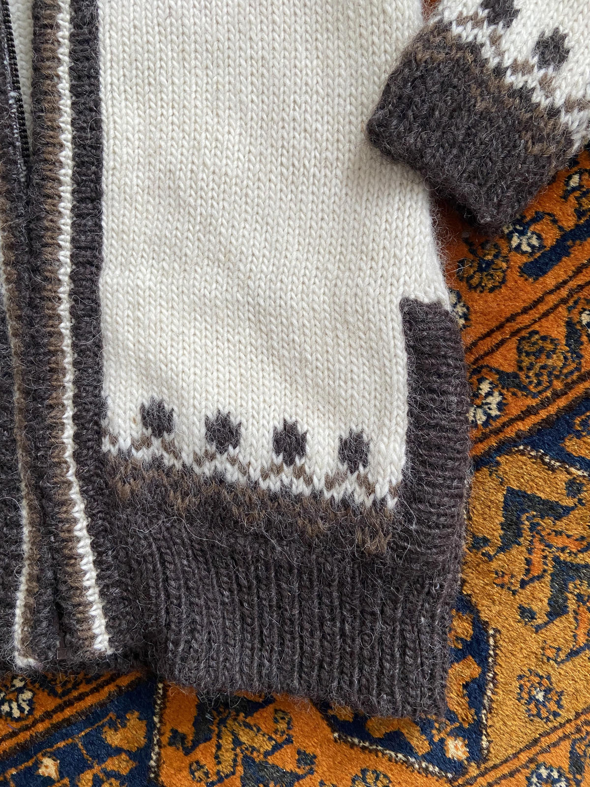 Vintage 1980s Cream Brown Nordic Cardigan