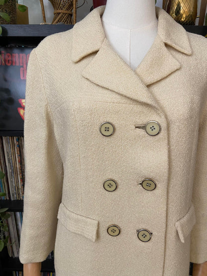 Vintage 1960s Cream Double Breasted Coat