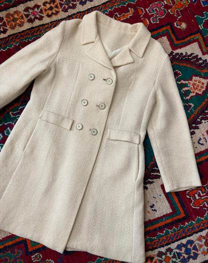 Vintage 1960s Cream Double Breasted Coat
