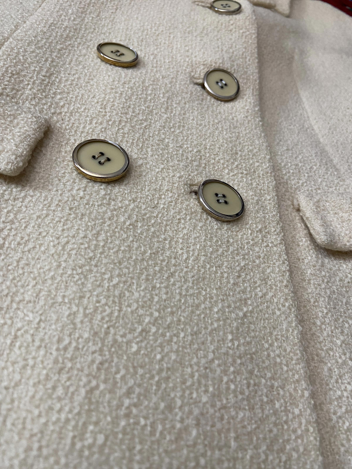 Vintage 1960s Cream Double Breasted Coat