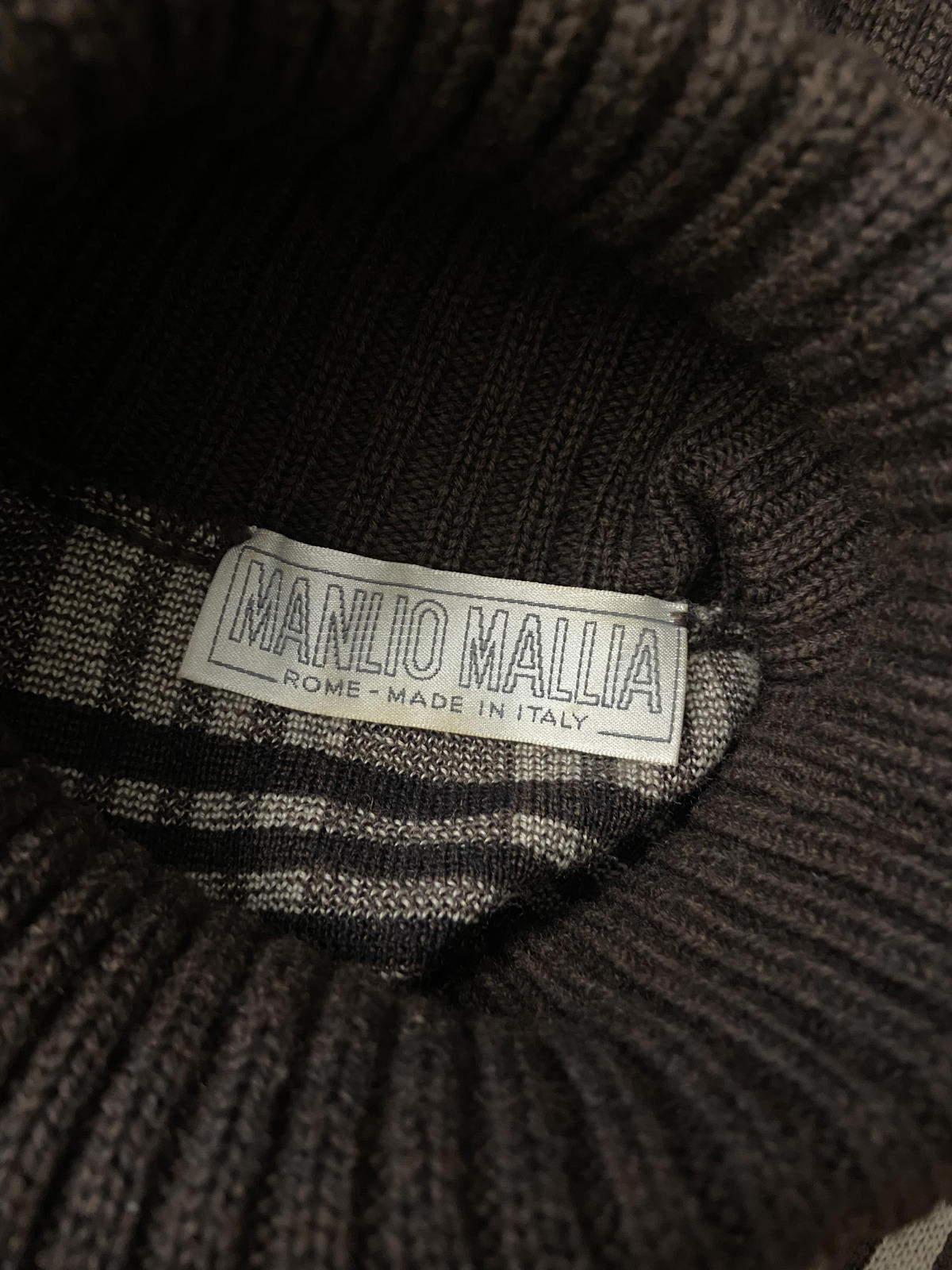 Vintage Italian Brown Check Turtleneck Jumper