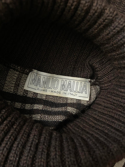 Vintage Italian Brown Check Turtleneck Jumper